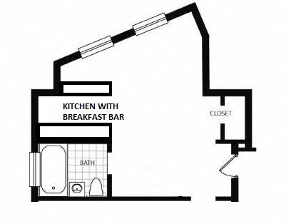 Floor plan for studio, 1 bath, 474 sqft